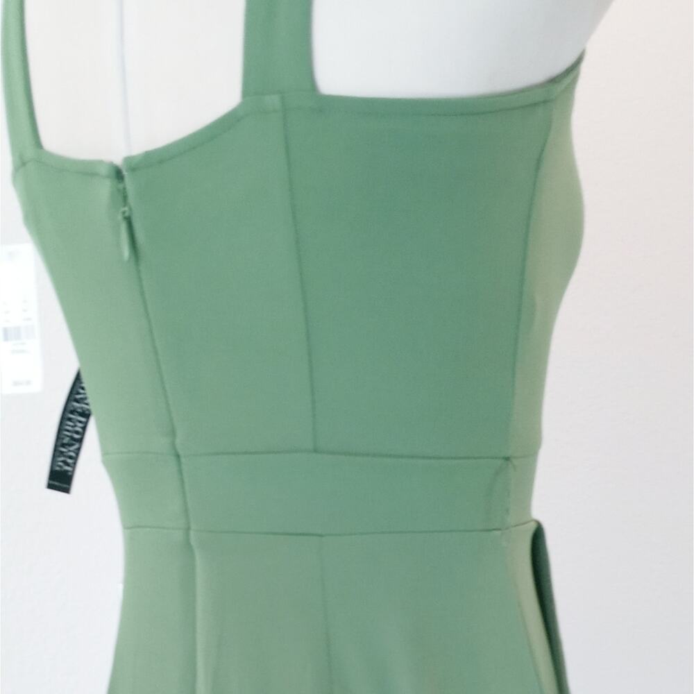NEW YORK & COMPANY Green Paradise Halter Wide Leg Jumpsuit Cropped Coastal Chic - Picture 5 of 16